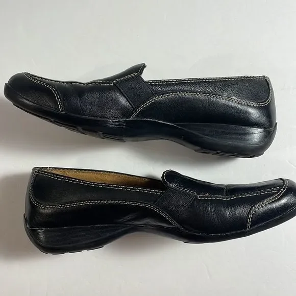Naturalizer Natural Sole Black Leather Slip On Loafer Shoe Contrast Stitching 7M - Picture 3 of 10
